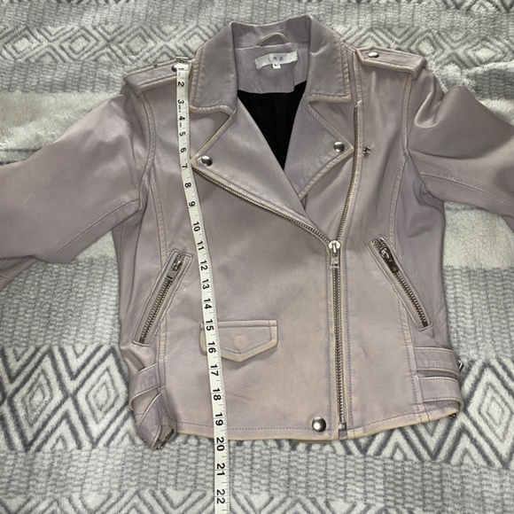 IRO Ashville Cropped Leather Jacket in Light Purple Size 40 - Picture 5 of 16
